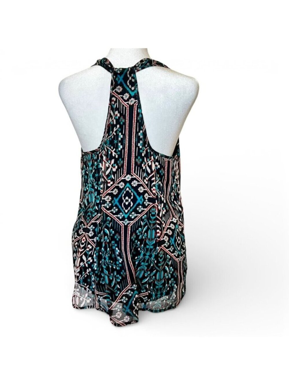 Ella Moss Chic Racerback Tank Boho Geometric Print Top Sz M Flowy Resort - Picture 3 of 13